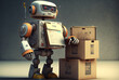 © AkuAku - Robot with boxes and a clipboard. Generative AI