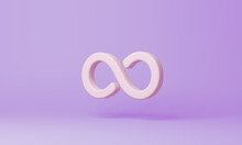 Minimal Infinity Symbol On Purple Background. 3d Rendering.