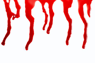 Drops of blood on white background.