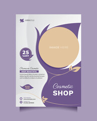 Wall Mural - Beauty cosmetic center template flyer and brochure with a4 size. Beautiful vector poster and banner design to promote cosmetics sale, beautician, healthy skin clinic, medical spa, natural product, etc