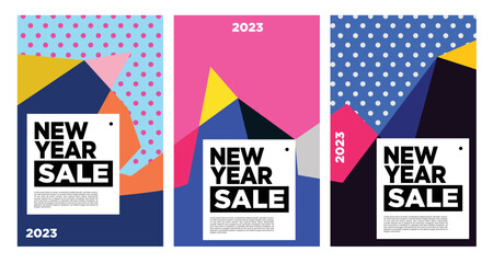 Vector New Year Sale 2023 with colorful abstract background for banner advertising