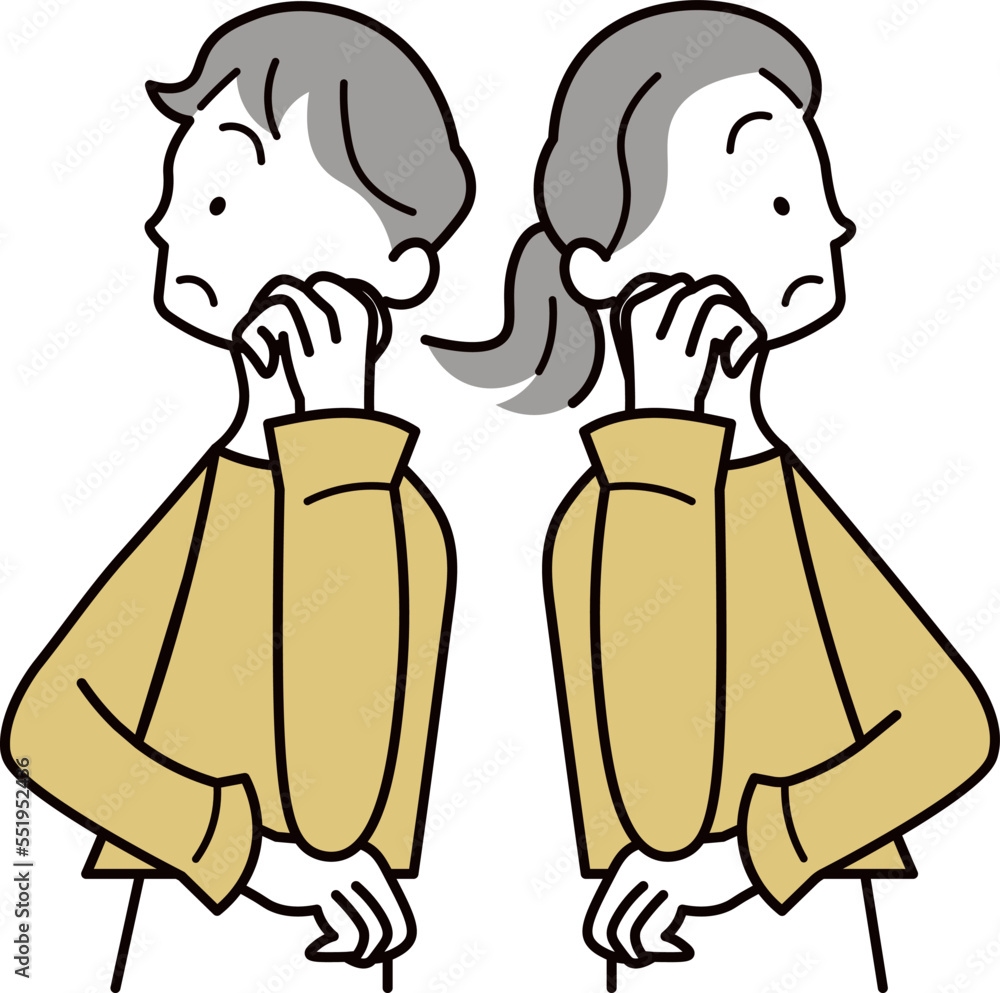 疑問に思うアジア人の男性と女性のイラスト素材 Stock Vector | Adobe Stock, image size:1000x993