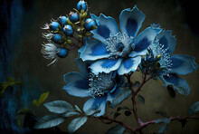 A Wild Blue Blossom. Generative AI