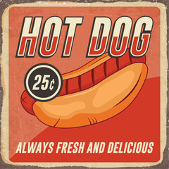 Hot dog street food restaurant signpost vector template