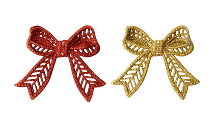 Wall Mural - Set of Glitter Ribbon decoration isolated on white background with clipping path.