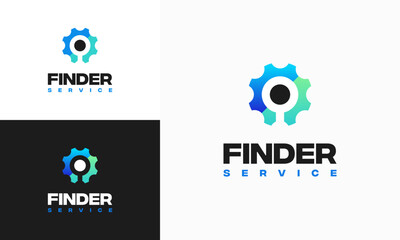 Wall Mural - search engine logo designs concept vector, search service gear logo template icon