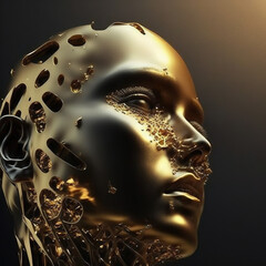 Wall Mural - abstract shiny stone human portrait by generative ai