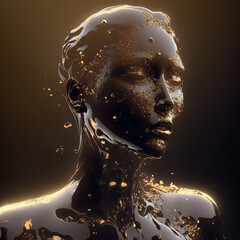 Wall Mural - abstract shiny stone human portrait by generative ai