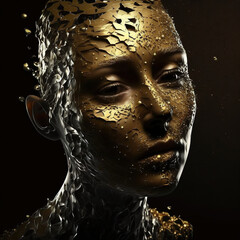 Wall Mural - abstract shiny stone human portrait by generative ai