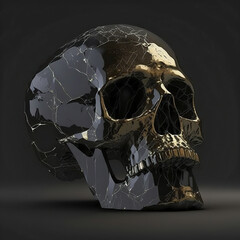 black human skull with many golden veins created with creative ai