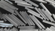 Stack of stainless steel flat bar of background. 