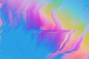 Wall Mural - abstract purple pink green pastel rainbow wavy background interlaced digital distorted motion glitch