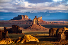 Beautiful Sunrise Over The Buttes Of Monument Valley, Utah, USA