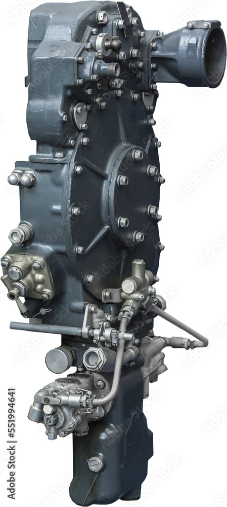 Isolated PNG cutout of a plane engine on a transparent background, ideal for photobashing, matte-painting, concept art