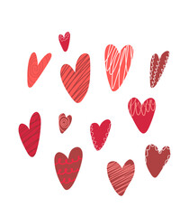 Wall Mural - Heart illustration for valentine's day. Drawn hearts with patterns for postcards, packaging, brochures, posters