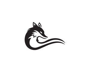 Sticker - Creative Fox And Wolf Face Vector Symbol Sign Logo Template Modern Design Concept.