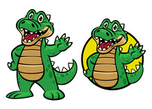 Set Of Happy Cartoon Of Crocodile Mascot Logo