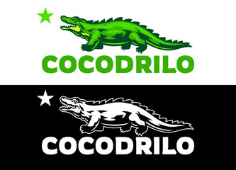 Wall Mural - set logo of green crocodile mascot