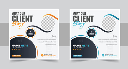 Sticker - Customer feedback testimonial social media post web banner template, client testimonials social media post or web banner design template