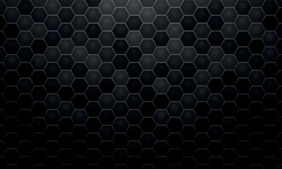 Wall Mural - black hexagonal abstract background with gradient. game grid wallpaper.