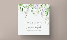 Elegant Wedding Invitation Template With Purple Flower