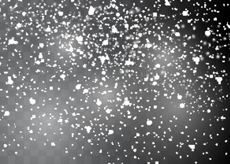 Wall Mural - Realistic falling snowflakes. Isolated on transparent background. Vector illustration.
