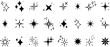 © Tally 18 - Set of sparkles star icons.Star png  icon.Bright firework.Light icon set.Flash,shine sparkle icon,glare,blink star.Black star icons isolated on white background.Christmas star.