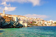 The beach Agios Nikolaos - Asteria - Vaporia from the Waves beach in Syros, Greece