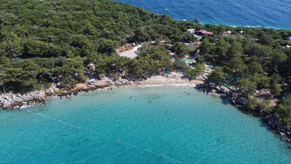 Mamaris - Incekum Beach Drone Photo, Gokova, Mugla, Turkey. 