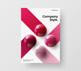 Wall Mural - Trendy corporate brochure design vector layout. Creative realistic balls catalog cover illustration.