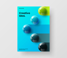Wall Mural - Colorful flyer vector design illustration. Vivid 3D spheres company identity layout.