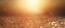 Background Of Gold Abstract Glitter Lights. De Focused