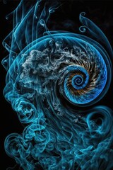 Wall Mural - Blue spiral made of smoke, abstract, Generative AI