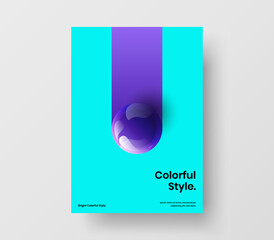 Wall Mural - Premium booklet design vector illustration. Clean 3D balls corporate cover template.