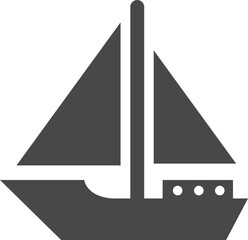 Sticker - Sail ship black icon. Sea travel symbol