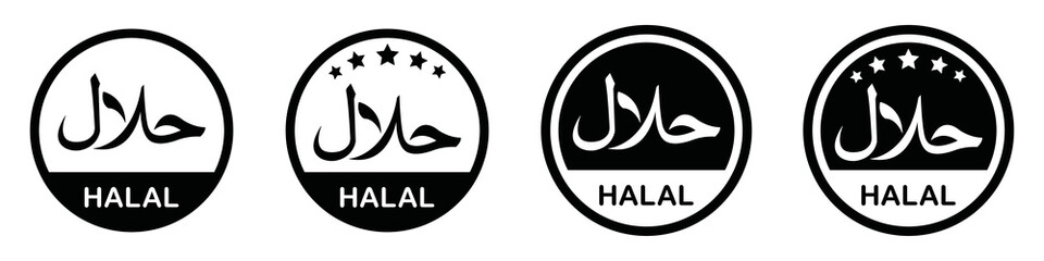 Canvas Print - Halal food certified icon. Halal food labels Icon. Halal icon, Vector illustration