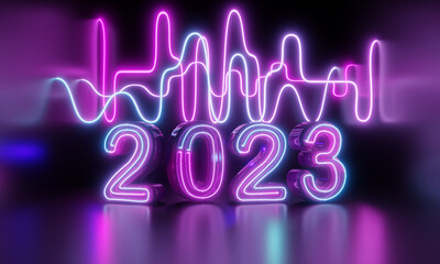Wall Mural - 2023 Happy New Year. 3d rendering