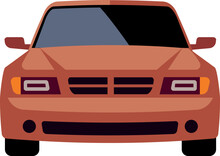 Pickup Truck Front View. Cargo Car Icon