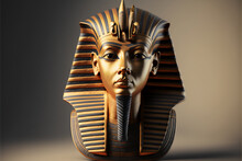 Mask Of Egyptian Pharaoh Mask Display Background Mockup Copy Space 3d Render Style Generative AI
