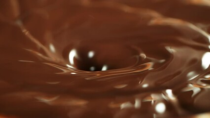 Canvas Print - Super Slow Motion of Rotating Hot Melted Chocolate Twister, Close-up. Filmed on High-Speed Cinema Camera, 1000 Fps.