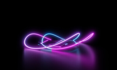 Wall Mural - podium with glowing neon ring for product display presentation