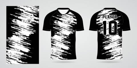 Wall Mural - black white sports shirt jersey design template	