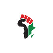 Fist icon forming the continent of africa. black live matter illustration. fist logo with flag of africa