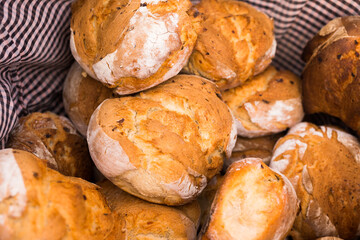 Wall Mural - ruddy rolls of fresh warm grain bread