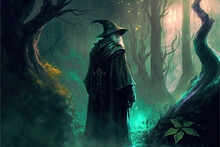 Elder Wizard In Fantasy Forest Game Artwork