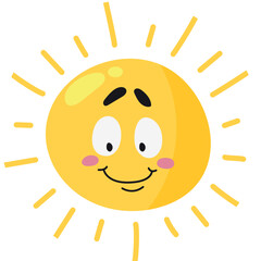 Wall Mural - Shining sun with happy smiling face expression. Cute character