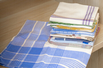 Wall Mural - A stack of ironed handkerchiefs on a shelf