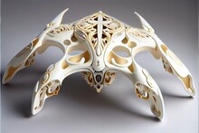 Drone Intricate Carved Ivory Gold Accents Polished