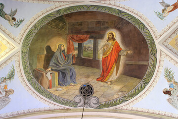 Jesus' appearance to Mary, fresco in the parish church of the Holy Trinity in Karlovac, Croatia