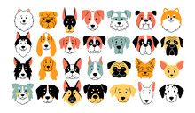 Vector Group Of Different Cute Dogs Isolated